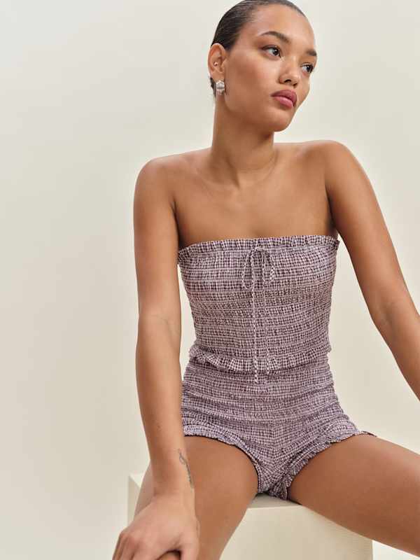 Nesta Top - Lavender Check